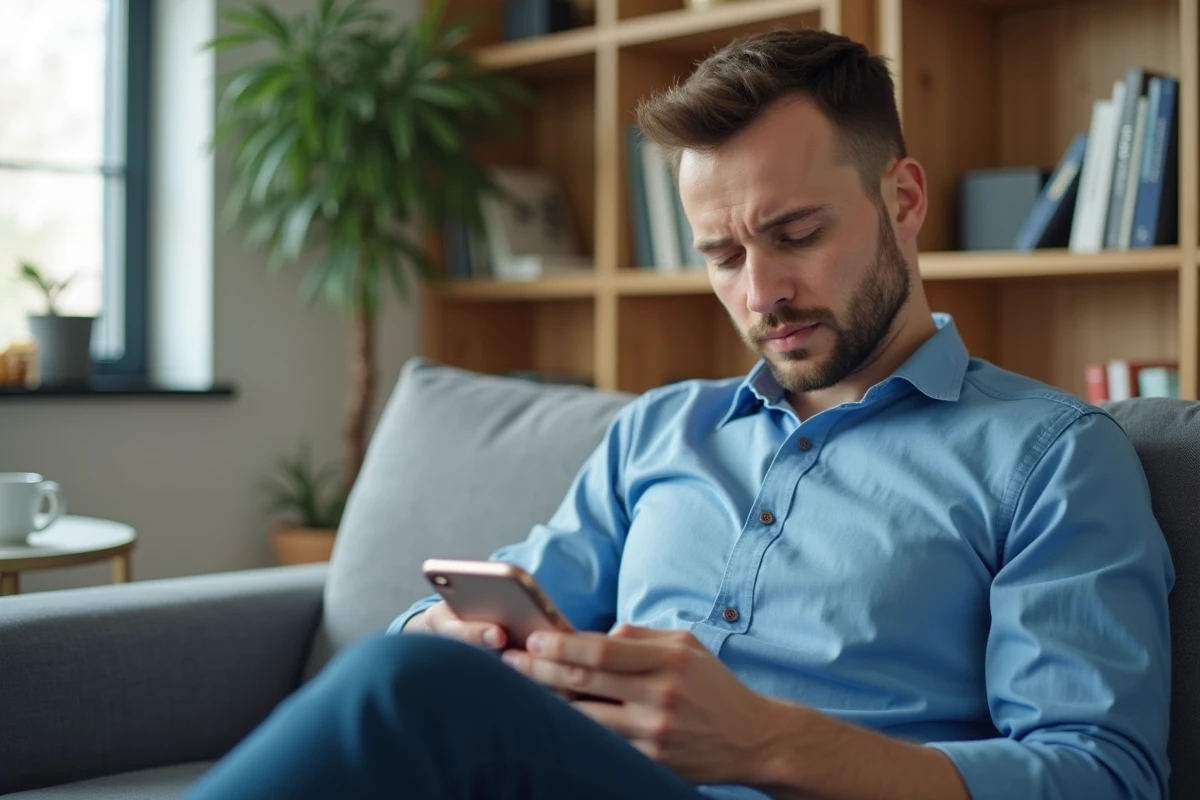 Homme regardant une annulation de vente sur l